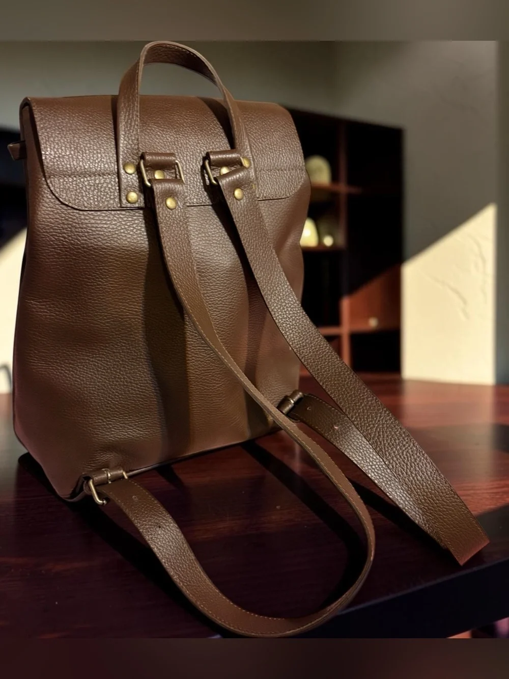 Brown Leather Backpack - Classic Nicaraguan Pebbled Design